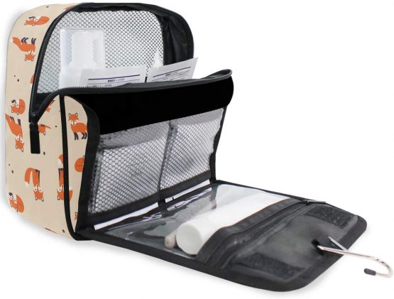 Moyyo Cute Honey Bee Toiletry Bag Travel Wash Bag Organised Toiletry Bag Hanging Toiletry Bag Gym Camping Toiletry Bag Portable Cosmetic Organiser Bag for Women Girls Kids - Image 3