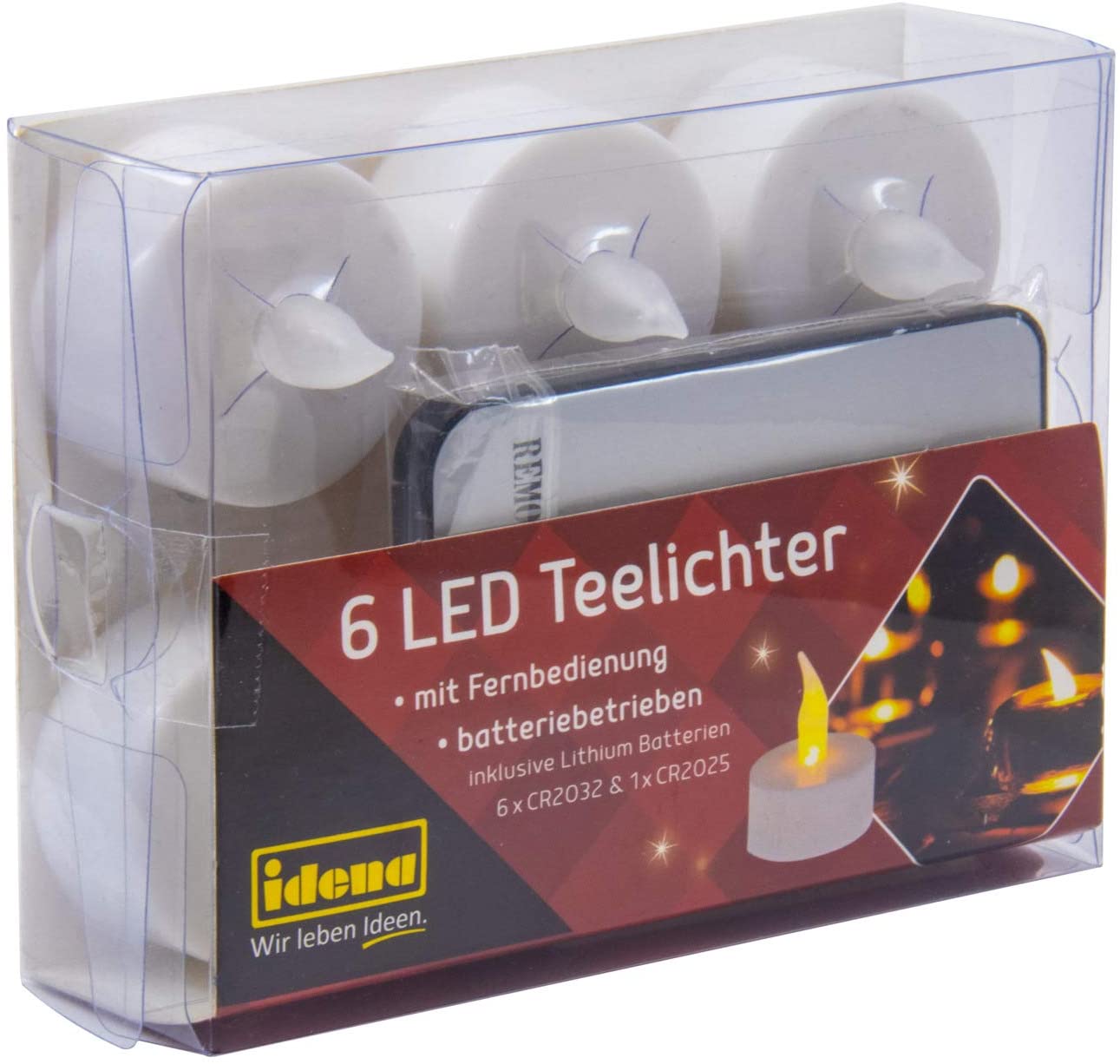 Idena 38204 - LED Tea Lights, Pack of 6, Electric Candles with Flickering Light, with Remote Control, Includes Batteries, Decoration for Wedding, Party, Christmas, Easter, as Mood Light - Image 2
