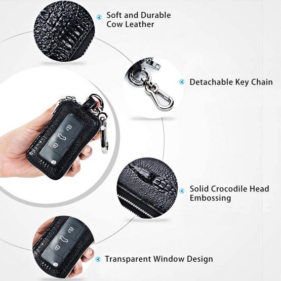 Key Wallet, Key Holder Wallet, Briskyto Key Chain Wallet, Fashionable Leather Car Key Card Wallet Holder, Multi-functional Zipper Key Case Wallet Men and Women Pocket Key Chain Purse - Image 4