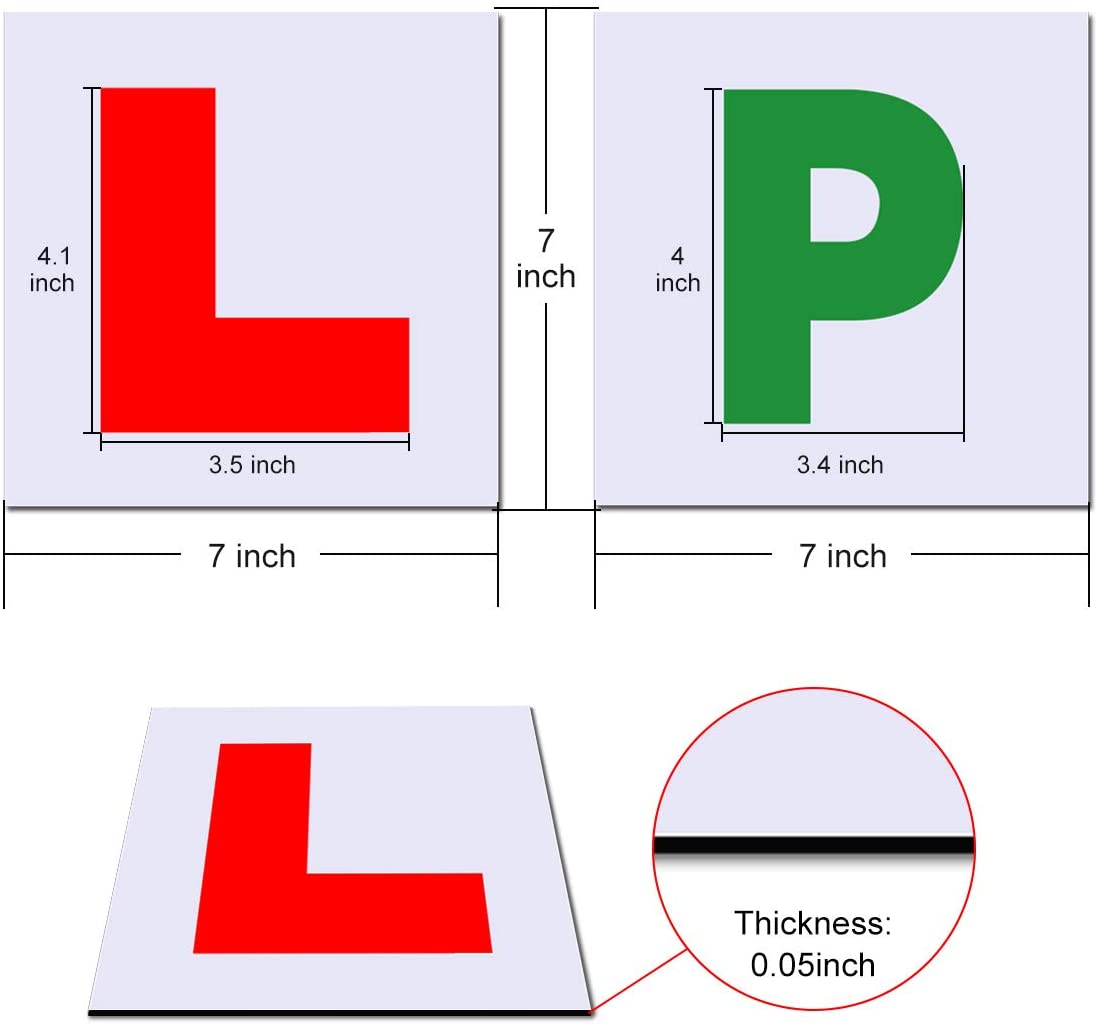 ARVO 2 Pack Magnetic L Plates For Cars – Strong & Thick Learner Plates – No Melting, No Blow Off, Easy To Move Without Scratching Paint – 178mm X