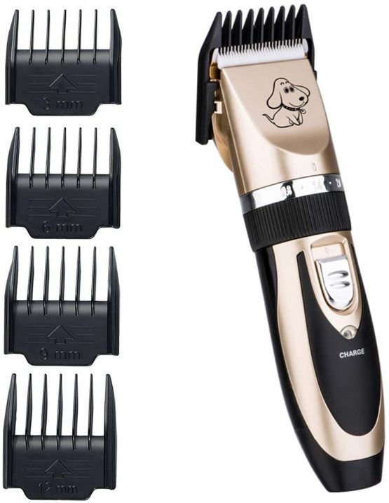 Otstar Dog Clippers, Rechargeable Cordless Dog Grooming Clipper Kit for Dogs Cats and Other Animals with Stainless Steel Comb and Scissors, Low Noise Low Vibration Dog Shaver (Black and Gold) - Image 3