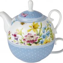 Katie Alice “English Garden” Porcelain Tea for One Teapot and Cup by Creative Tops – Teapot: 450 ml (16 fl oz), Cup: 280 ml (10 fl oz)