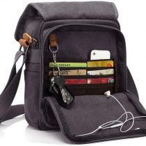CHEREEKI Canvas Bag, Shoulder Bag Messenger Bag with Multiple Pockets (Hold 10 inch Tablet, iPad, Kindle) (Army Green)