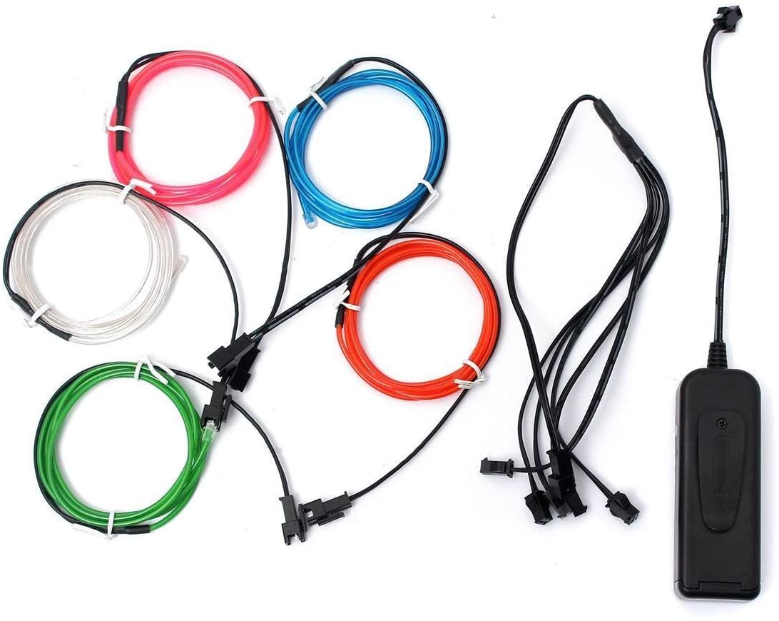 El Wires,AUDEW 5x1M Neon Lights Glowing Strobing Dance Party Costume Decor Light Flexible EL Rope Neon Sign Waterproof LED Strip with Controller Indoor/Outdoor Decorations - Image 4