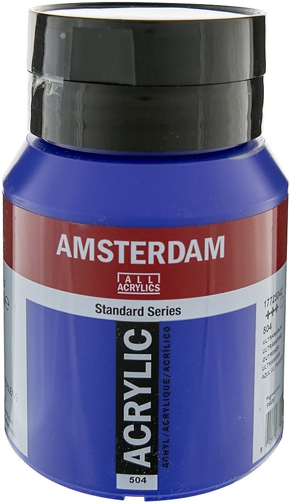 Amsterdam Standard Series Acrylic Jar 500 ml Ultramarine 504 (17725042), Ultramarine Blue, 500 ml (Pack of 1)