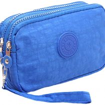 Fueerton Multifunction 3 Layers Zipper Key Card Phone Pouch Coin Money Bag Purse Wallet (Light Blue)