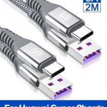 5A USB C Cable, [2M 2-Pack] Huawei Super Charge Type C 40w Fast Charging Charger Nylon Braided Cord for Huawei P30,P30 Pro,P30 Lite,P20,P20 Pro,P20 Lite,Mate 30 Pro Mate 20 X Mate 10,P10 P9 Plus-Grey