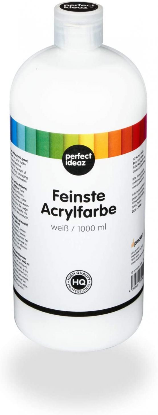 perfect ideaz 1000 ml White Acrylic Paint, high Coverage Acrylic Paint