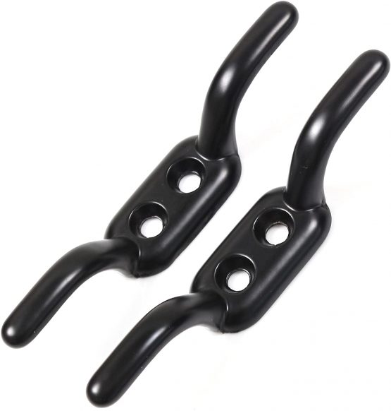 2X Heavy Duty 110mm Cleat Hooks - Metal Rope Tiebacks Pulley/Washing Line Cord
