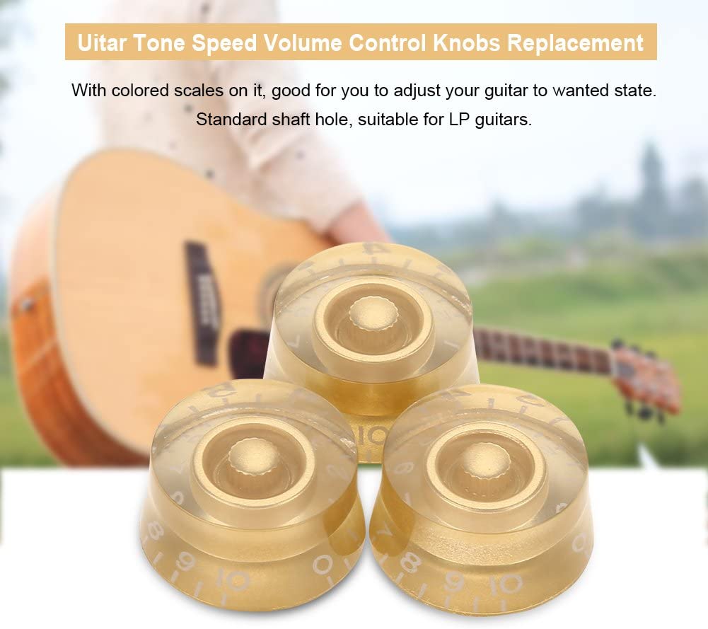 4pcs Electric Guitar Knobs, Guitar Tone Speed Volume Control Knobs Replacement Accessory for Les Paul LP Electric Guitar(Gold) - Image 3