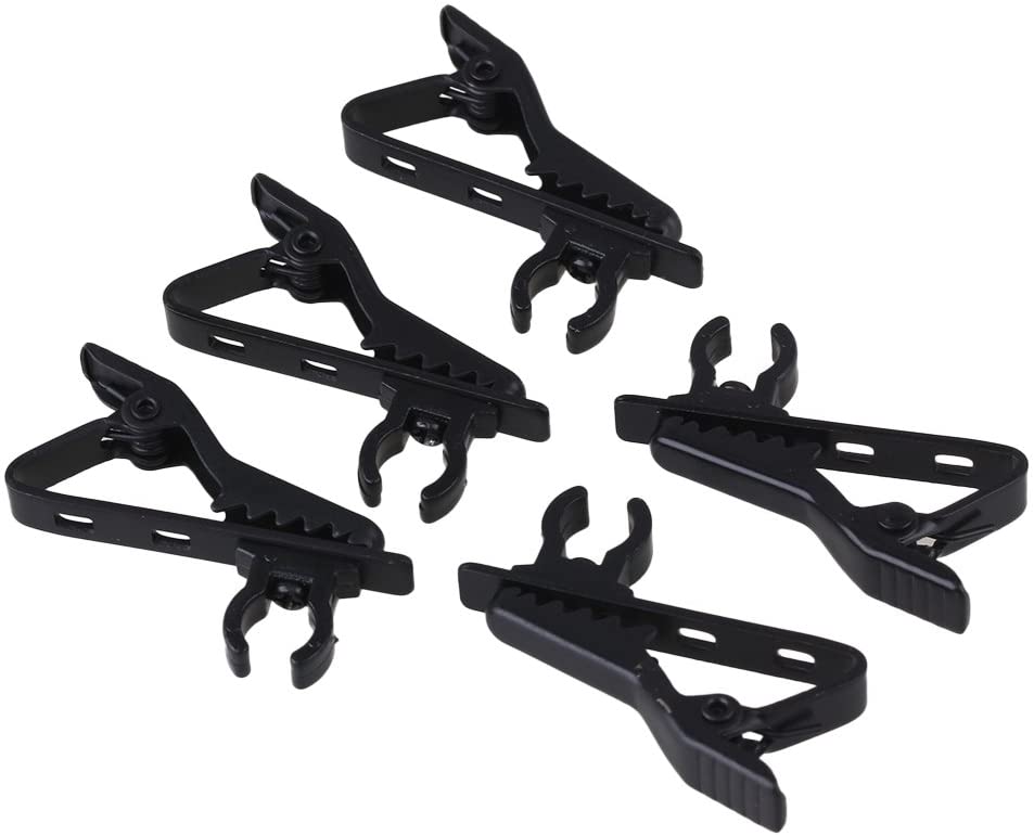 BQLZR Black Metal 6mm EY-J02A Microphone Lapel Clip For Wireless Microphone System Pack of 5