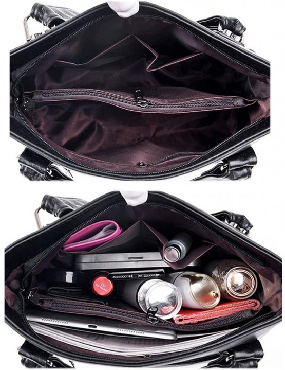 Designer Handbags for Ladies Large Leather Purses Tote Messenger Shoulder Crossbody Top Zipper Bag - Image 3