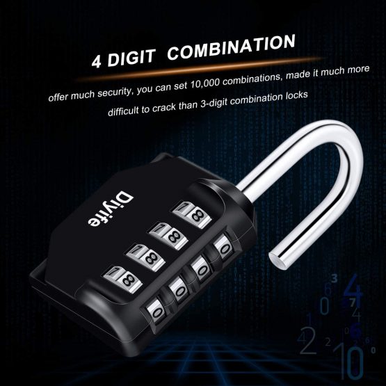 Combination Padlock, [3 Pack]Diyife 4 Digit Lock Combination, Padlock Weatherproof Outdoor for School Gym Locker, Shed, Fence, Hasp, Garage(Black) - Image 4