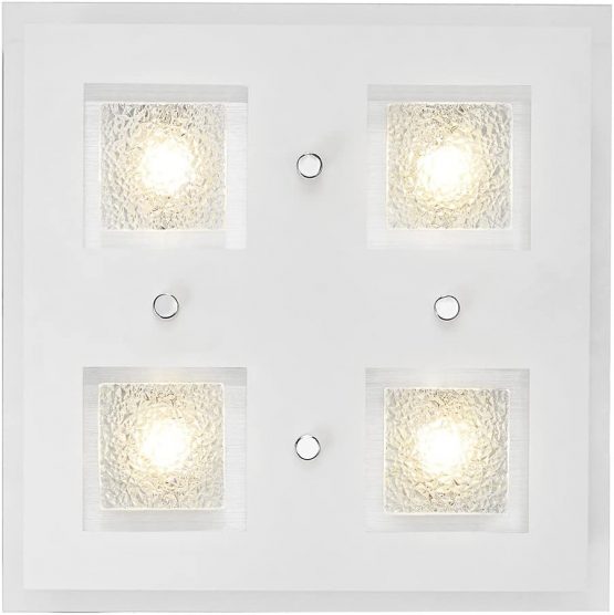 Modern Chrome Square LED Bathroom Light with Clear/Frosted Glass Plate by Happy Homewares - Image 3