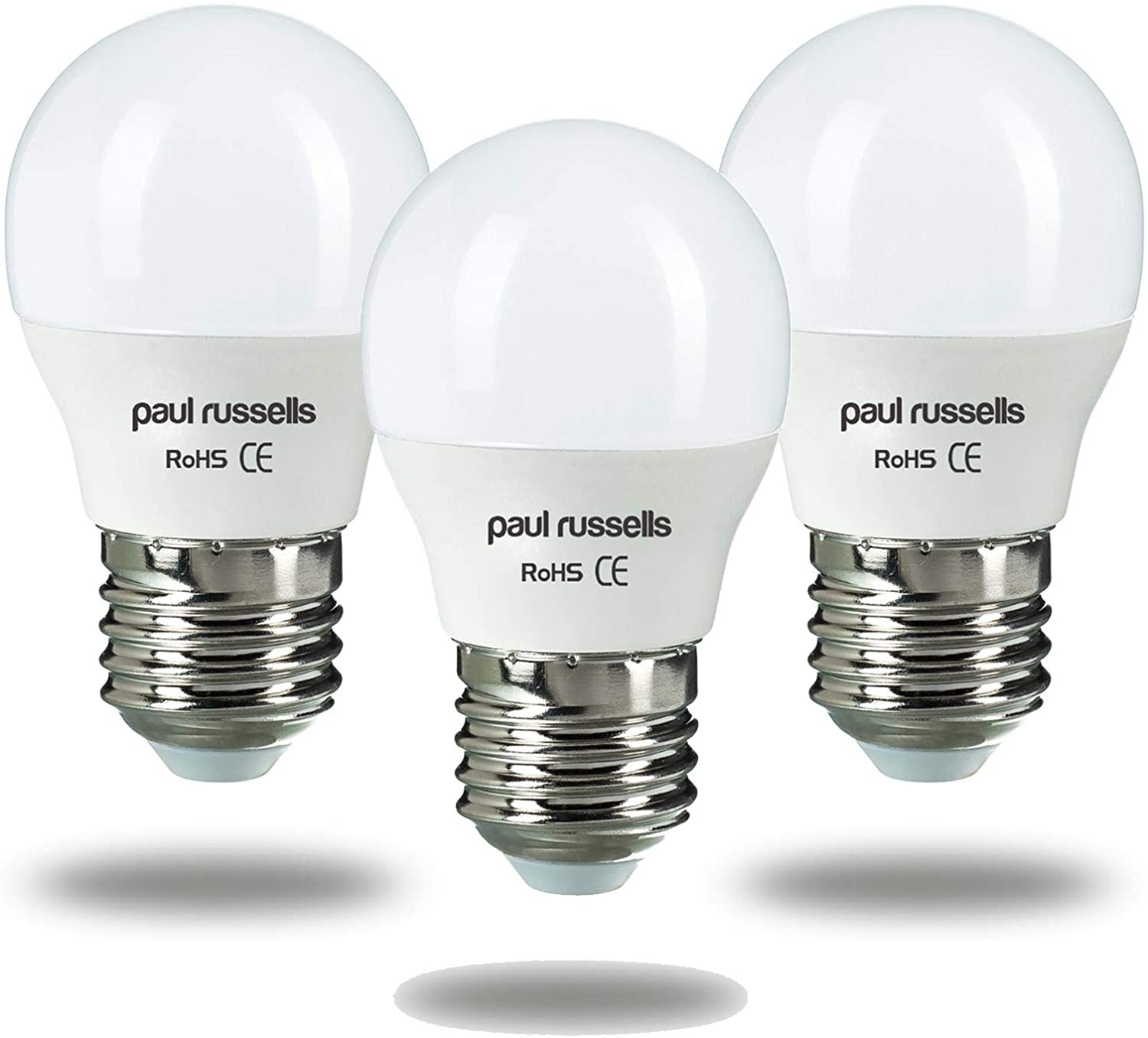 paul russells LED Light Bulbs Edison Screw E27, 45w Incandescent Bulb Equivalent, 7W 600LM LED Bulbs, 3000K Warm White, Classic Frosted G45 ES Candle Energy Saving Light Bulbs, Pack of 3