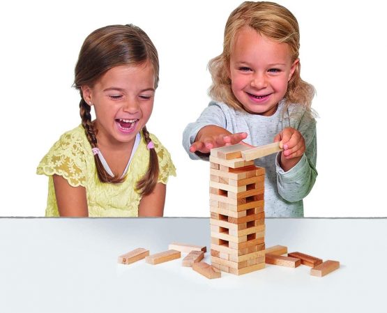 Eichhorn Stacking game, skill game for the whole family, balance tower made of untreated wood, wobble tower, 54 pieces, suitable from 5 years - Image 2