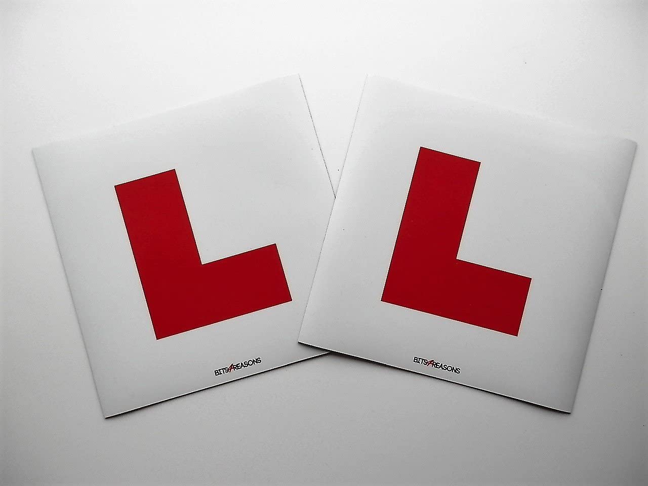 BITS4REASONS Professional Automotive Grade SELF Adhesive Removable at END of Life USE Vinyl with NO Damage to Paint Pair of L Plates Stickers Same Material AS Used ON Our Driving School Cars
