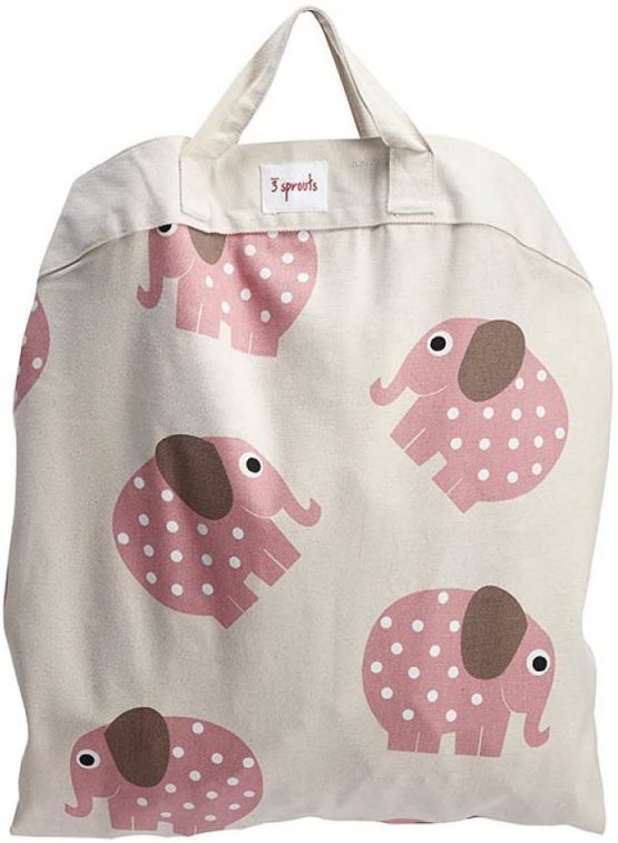 3 Sprouts Play Mat Bag Large Portable Floor Activity Rug for Baby Storage, Elephant - Image 3
