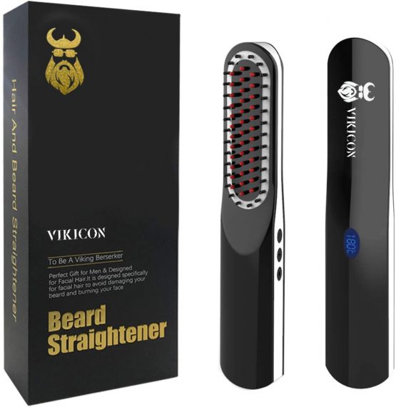 Beard Straightener for Men, Beard Straightening Comb with Cordless/Mini Sized/Auto Shut Off/Anti Scald for Traveling, Home, Dating, Meeting, Camping etc