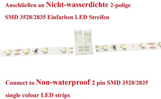 LitaElek 20pcs 2 Pin LED Strip to Strip Connector LED Tape Light Connector for 8mm Wide Monochrome SMD 3528 2835 Flexible LED Ribbon Light Single Colour LED Strip Adapter Connector - Image 2