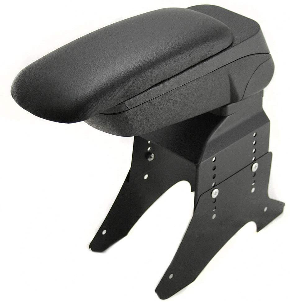 Universal 48013 Car Armrest Arm Rest Centre Console Storage Box Sliding Top Faux Leather Black
