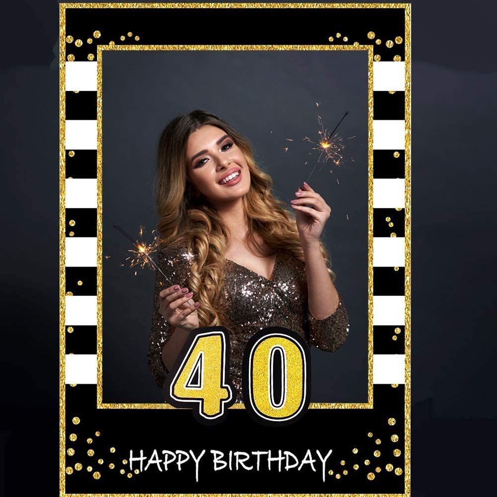 JeVenis 40 photo booth frame 40 Birthday Photo Frame 40 Birthday Photo Booth Props 40th birthday Favors for women 40 Party Photo Booth Props 40 Party Decorations - Image 2