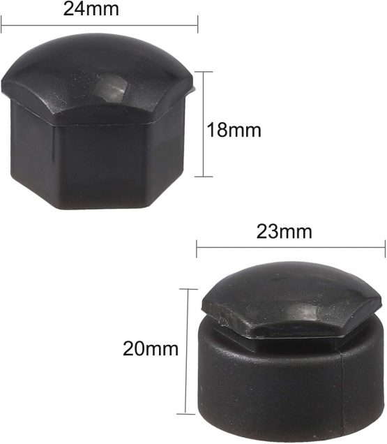 AUTOUTLET 20Pcs Black Wheel Nut Caps Bolt Covers 17mm Universal including 16 Standard Ones 4 Locking Ones Removal Tool - Image 2