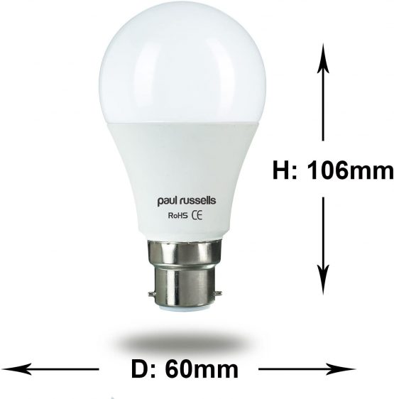 2 Pack 10W GLS LED Light Bulbs B22 BC Bayonet Paul Russells Bright 10W=80W A60 Standard 270 Beam Lamp 6500K Day Light 80W Incandescent Replacement - Image 3