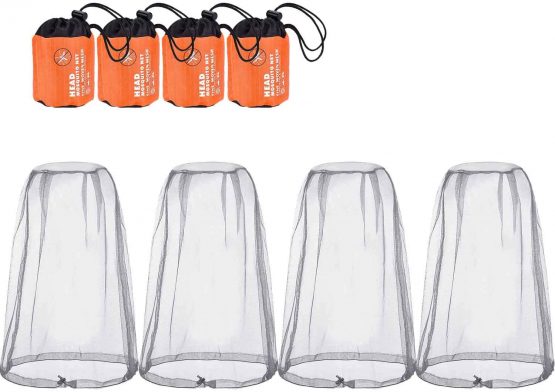 4 Pack Mosquito Head Net Face Mesh Net Head Protecting Net for Outdoor Hiking Camping Climbing Walking Mosquito Fly Insects Bugs Preventing (Big Size, Dark Blue)