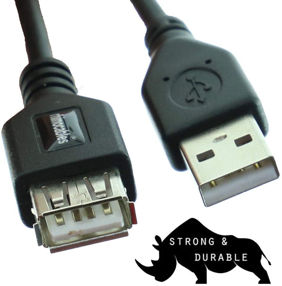 rhinocables USB 2.0 A-A Extension Cable, Black, 1.8m