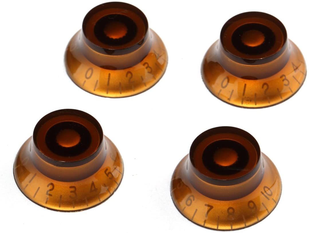 Musiclily Metric Top Hat Bell Knobs Tone Volume Control Knobs for Epiphone Les Paul SG Electric Guitar Amber (Set of 4)