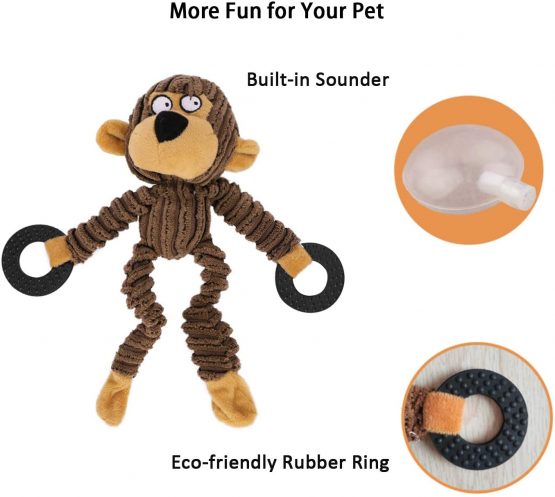 Squeaky Dog Toys Durable Dog Plush Toy Dog Puppy Chew Toys for Boredom Monkey Dog Toy Cuddly Dog Interactive Toy Dog Teething Toy Pet Play Toy for Puppy Small Medium Large Dogs Keep Your Dog Happy - Image 3