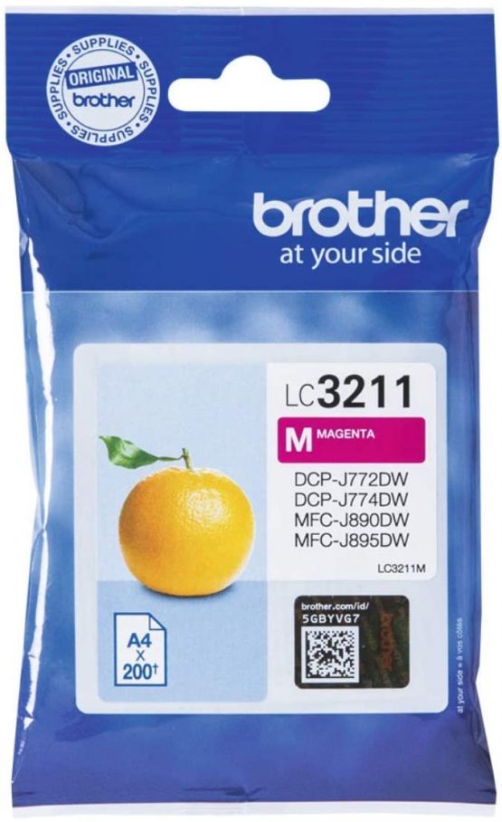 Brother LC-3211M Inkjet Cartridge, Magenta, Single Pack, Standard Yield, Includes 1 x Inkjet Cartridge, Brother Genuine Supplies