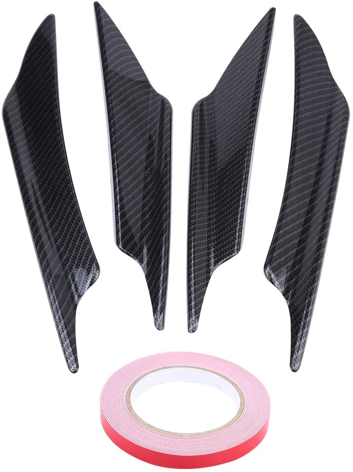 4Pcs Car Front Bumper Lip Spoiler Fins Canards Trim Kit Universal ABS Carbon Fiber Car Body Front Bumper Splitter Fins with Adhesive Tape(Carbon Fiber)