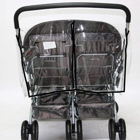 Universal Twins Stroller Raincover Double Raincover for Pushchair Side by Side Baby Stroller rain Cover for Pushchair Pram Buggy Rainproof Dustproof Windproof Rain Cover with Canopy and Zipper Door - Image 4
