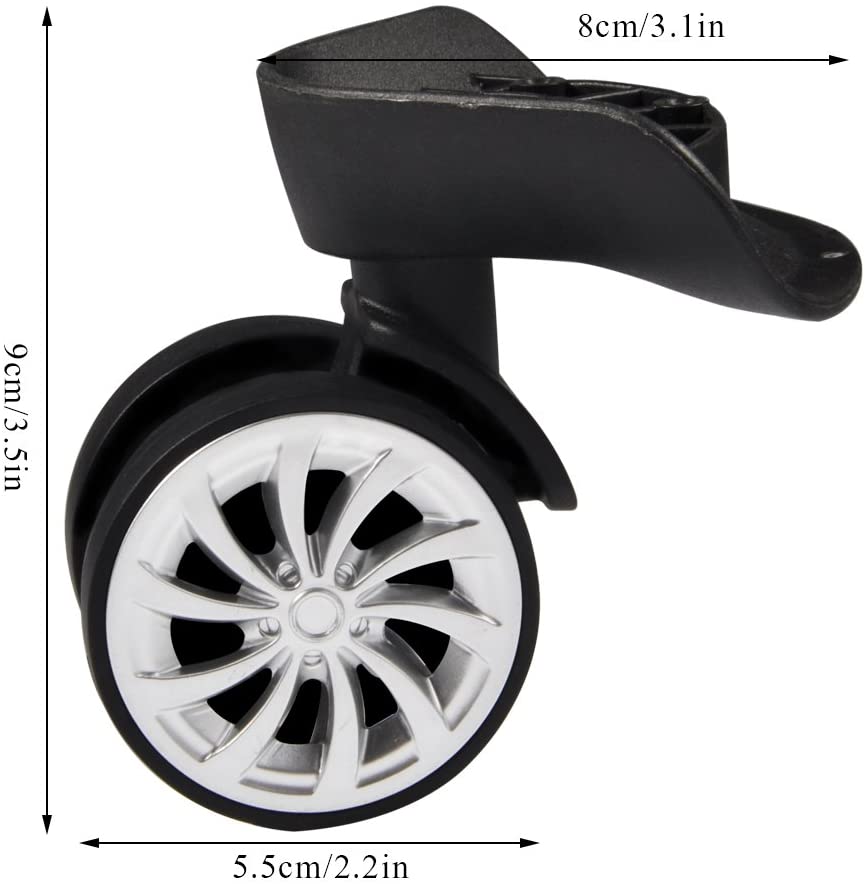 2 Pieces Heavy Duty 55mm Rubber Swivel Castor Wheels - Trolley Furniture Caster, Luggage Travel Suitcase Wheels - Image 3