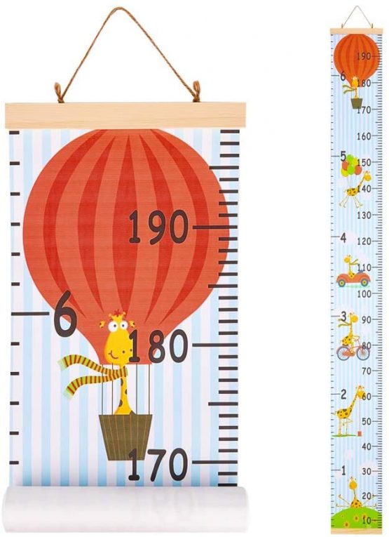 Beinou Wall Height Chart Growth Chart for Kids Wooden Wall Ruler 7.9'' x 79'' Canvas Height Measurement Wall Decor Hanging Height Measure for Baby Girls Boys Toddler Bedroom, Cartoon Giraffe