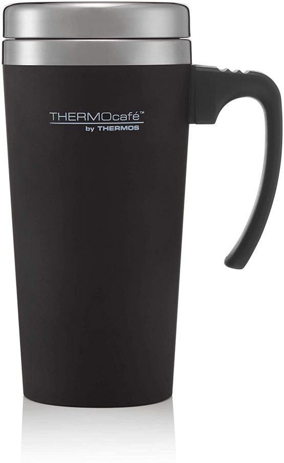 Thermocafe 400 ml Plastic and Stainless Steel Soft Touch Travel Mug, Black