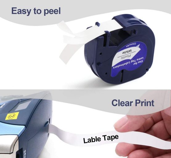 6X LetraTag Label Plastic Label Tape for Dymo, 12 mm x 4 m Roll, White, Replacement Dymo Label Tape Authentic Labels - Image 3