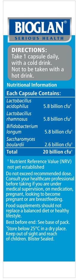 Bioglan Biotic Balance Probiotic 20 Billion, 4 Live Cultures (Lactobacillus Acidophilus, Rhamnosus - Image 2
