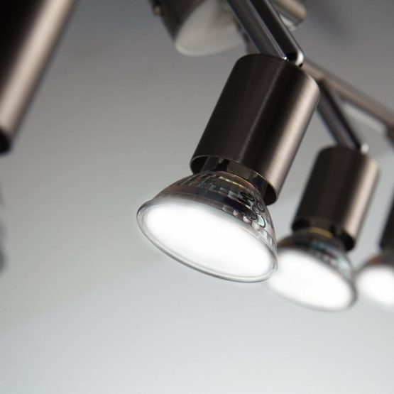 B.Kt LED Ceiling Spotlight Bar with 4X 3W GU10 Bulbs Included and rotatable and Swivel Design, Brushed Nickel - Image 3
