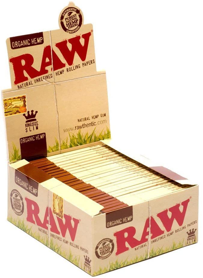 50 x Books of Raw Organic Natural King Size Slim Rolling Paper Cigarette Papers, brown, 50 Count (Pack of 1)