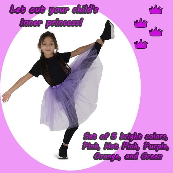 Dress Up America Tutus for Girls - Pack of 5 Different Colored Tulle Layered Tutu Skirts - Image 2