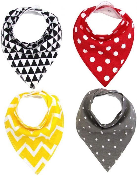 CuteOn Baby Bibs 4-Packs Printed Absorbent Cotton for Unisex Baby One Size 003 One Size - Image 2