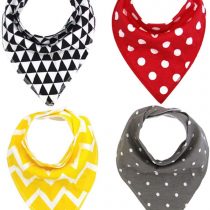 CuteOn Baby Bibs 4-Packs Printed Absorbent Cotton for Unisex Baby One Size 003 One Size