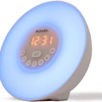Roxel Alarm Clock Wake Up Light Sunrise/Sunset Simulation Table Bedside Lamp with FM Radio, Colour Changing Mood Light, Nature Sounds and Touch Control Function (White)
