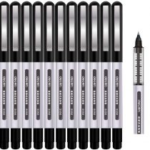 Rollerball Pen, Surcotto 0.5mm Black Gel Pens Smooth Ballpoint Pen Quick-Drying Liquid Ink Rollerball Pens - Pack of 12