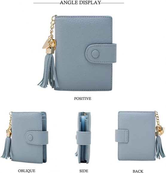 Credit Card Holders Women Ladies Leather Credit Card Wallets Business Credit Card Holder Card Case for Women (Blue) - Image 3
