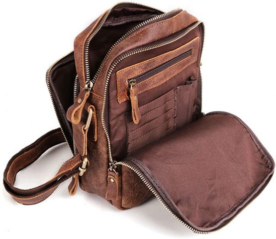 Men's Shoulder Bag, Small Leather Crossbody Bag Vintage Messenger Bags Casual Satchel Bag