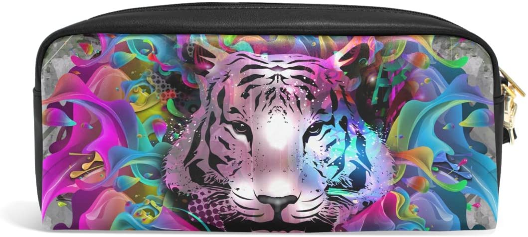 ISAOA Large Capacity Pencil Case and PU Leather Pen Bag Color Tiger Zipper Stationery Supplies Pencil Pouch Comestic Makeup Bag for Girls and Boys - Image 2